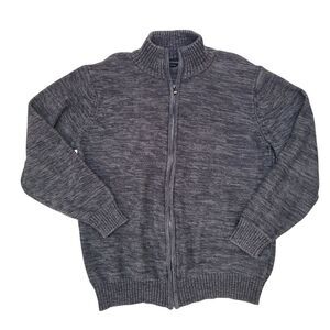 TRICOTS ST. RAPHAEL Mens Large Sweater Jacket Pockets Knit Zipup Heathered Gray